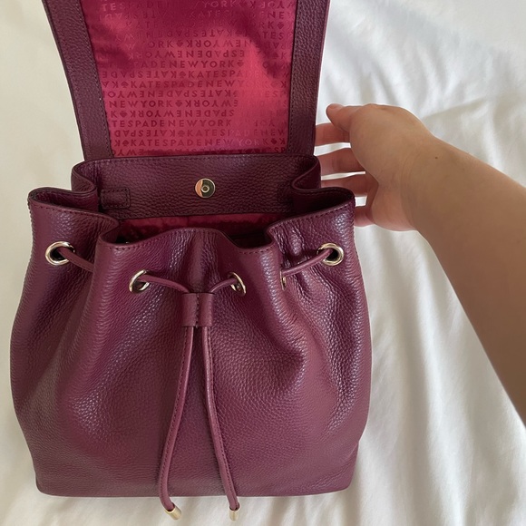 Kate Spade Small Breezy Mulberry Street Backpack Burgundy / Purple - Picture 3 of 16